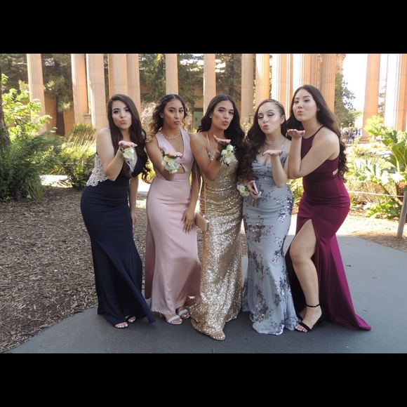 Sparkling Gold Prom Dress - Picture 2 of 4